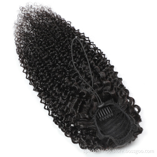 Wholesale Remy Long Wavy Ponytail Hair afro kinky curly Drawstring Ponytails Clip in Hairpiece Ponytail for Black women
